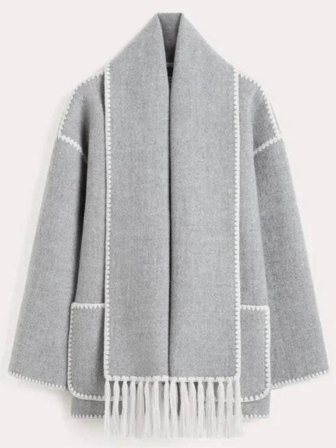 plush coat with scarf - di supremo
