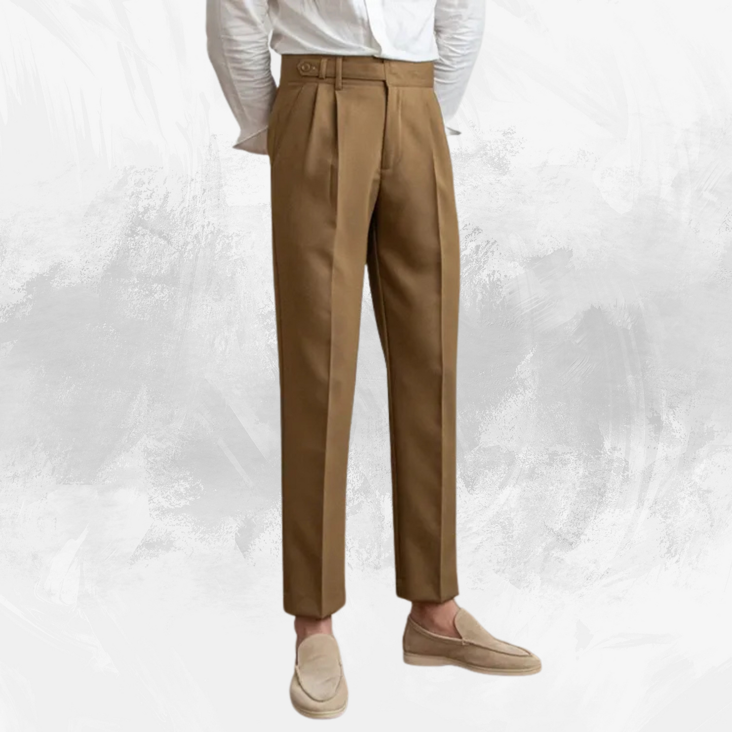 mid-high waist straight cropped british pants - di supremo