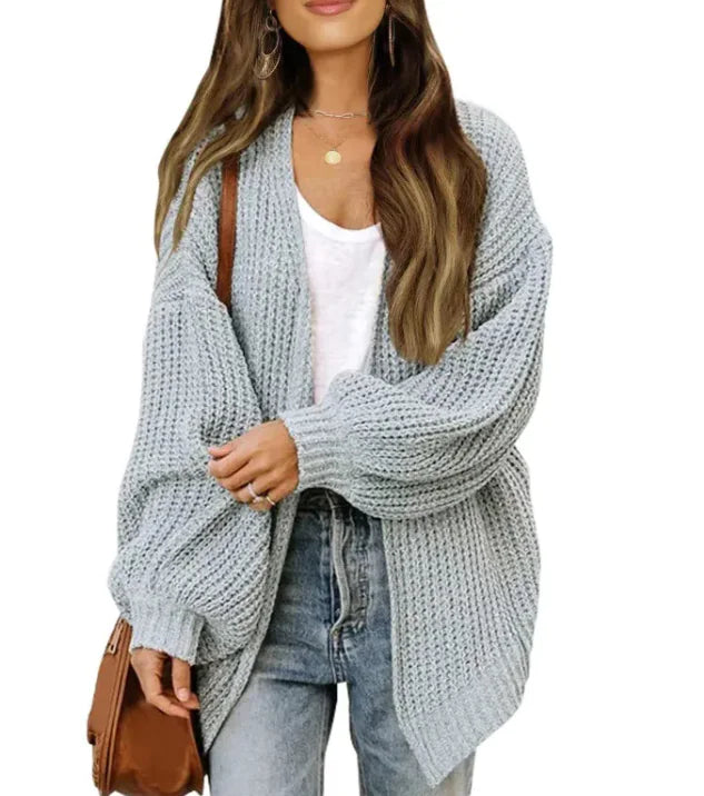 loose retro sweater coat women's mid-length knitted cardigan - di supremo