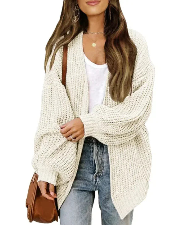 loose retro sweater coat women's mid-length knitted cardigan - di supremo