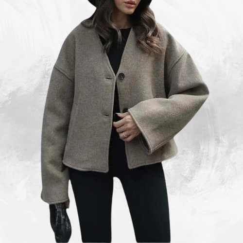 V-Neck Long-Sleeve Button-Down Coat - Di Supremo