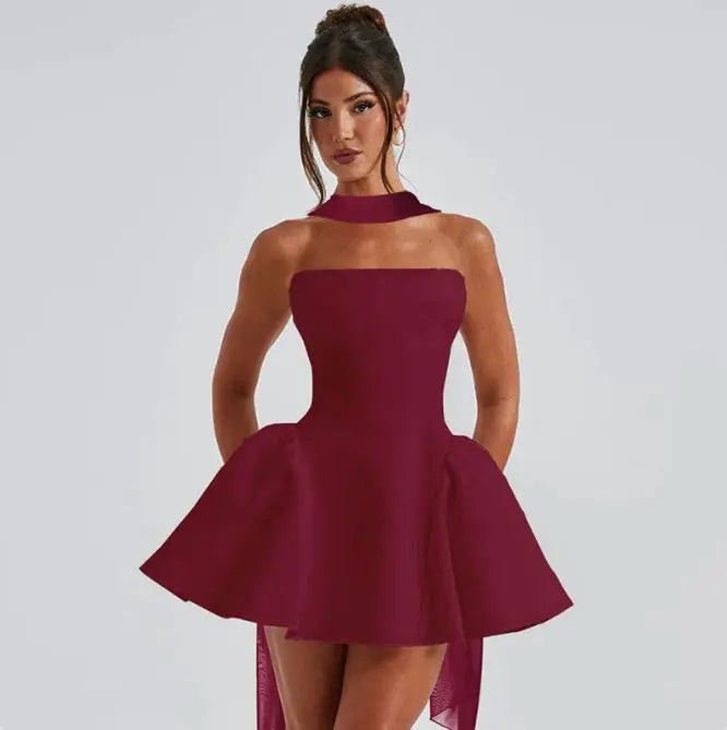 sexy tube top dress with back zipper short dress - di supremo