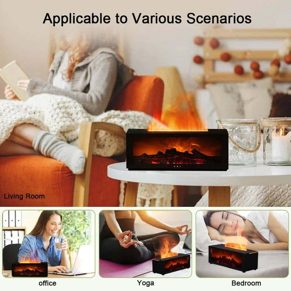 fireplace flame humidifier with remote & aromatherapy - di supremo