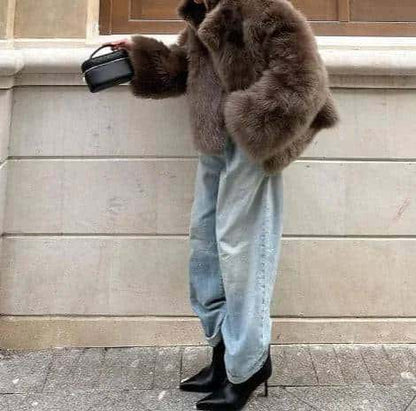 Chic Plush Fur Coat - Di Supremo