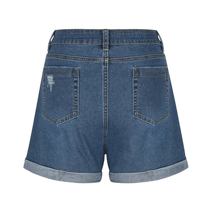 High-Waist Distressed Jean Shorts - Di Supremo