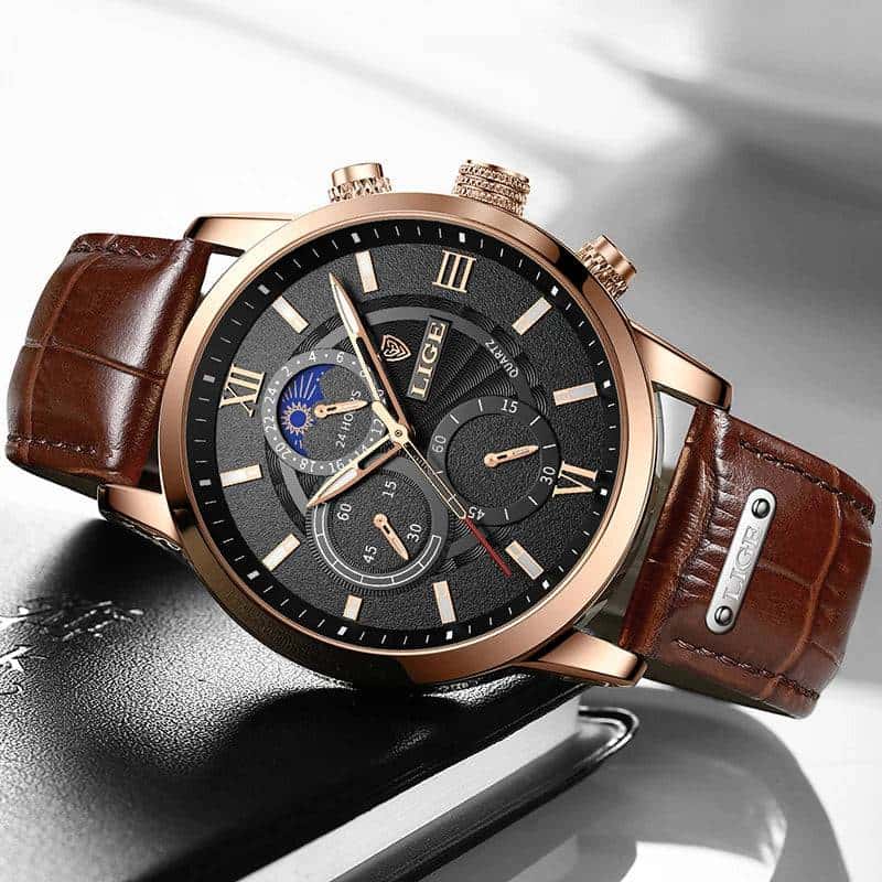 leather men quartz luxury watches - di supremo