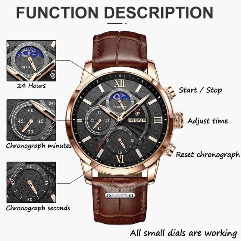 leather men quartz luxury watches - di supremo