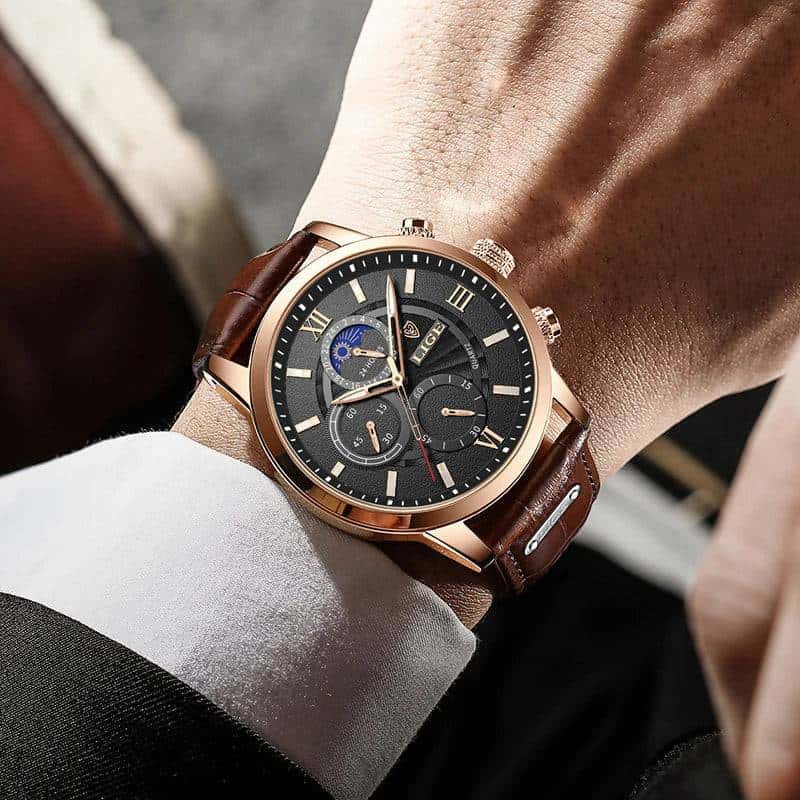 leather men quartz luxury watches - di supremo