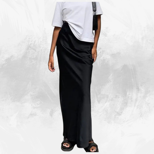 women's satin drape fishtail long skirt - di supremo