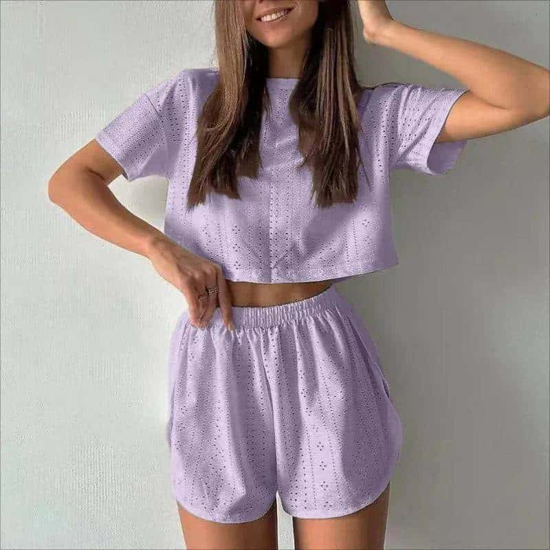 women's pajamas set - spring long sleeve tops with shorts di supremo