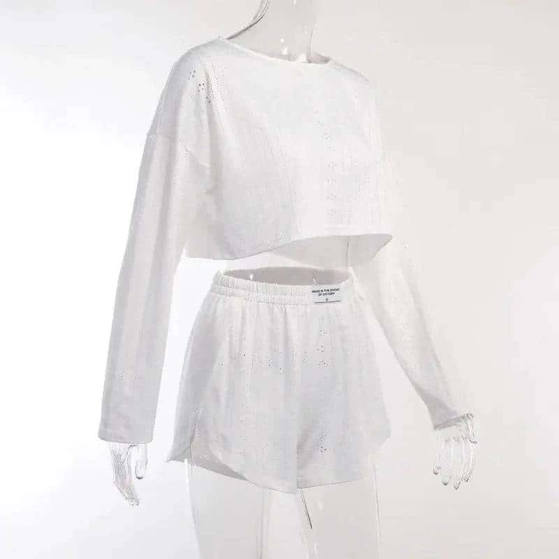 Women's Pajamas Set - Spring Long Sleeve Tops with Shorts Di Supremo