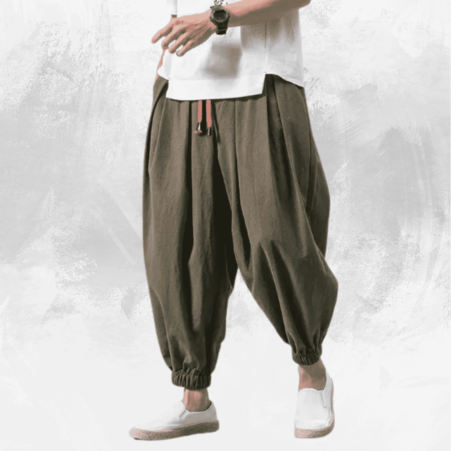 men's loose cotton linen wide-leg pants - di supremo