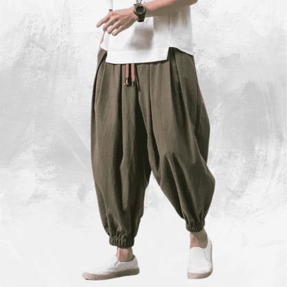 Men's Loose Cotton Linen Wide-Leg Pants - Di Supremo