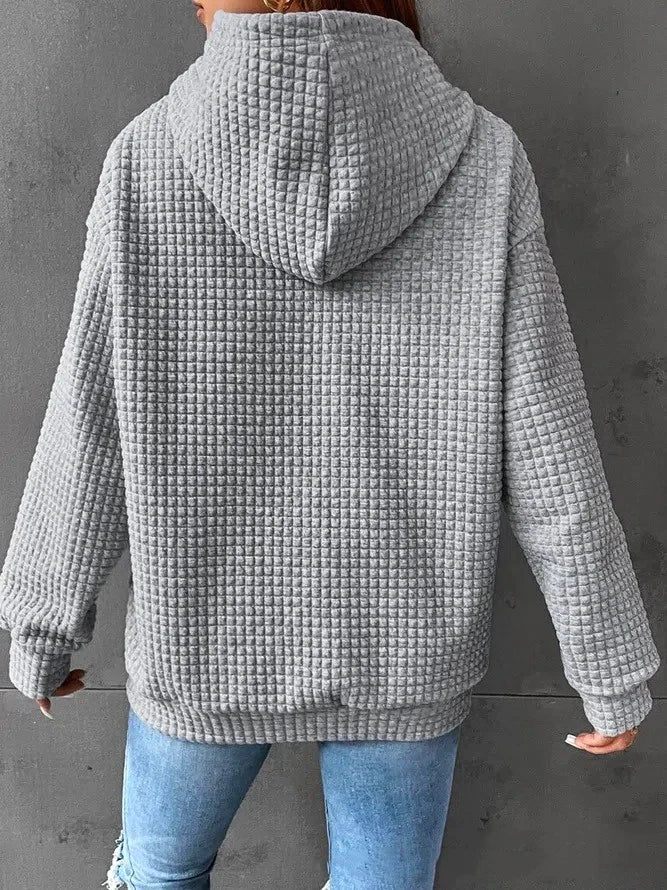 women's loose casual solid color long-sleeved sweater - di supremo