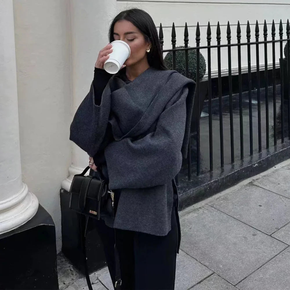 women's loose casual cape knitted sweater coat - di supremo