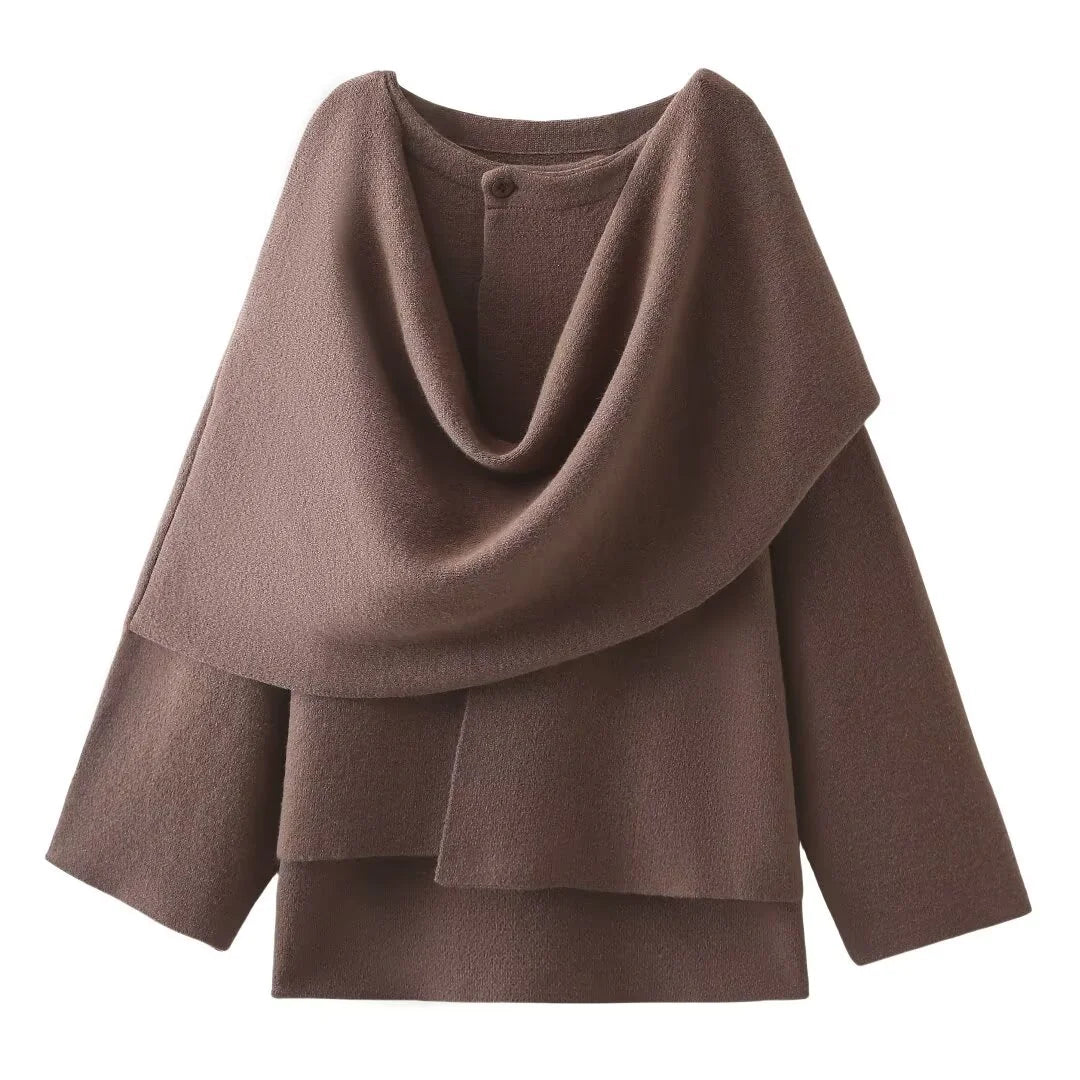 women's loose casual cape knitted sweater coat - di supremo
