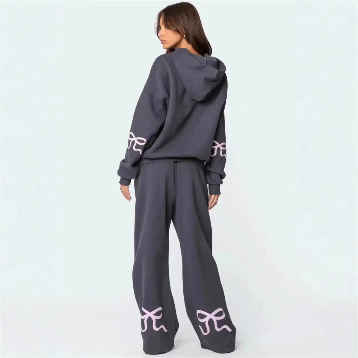 women's outdoor sports and casual loose bow printed sweater - di supremo