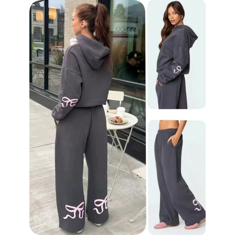 women's outdoor sports and casual loose bow printed sweater - di supremo