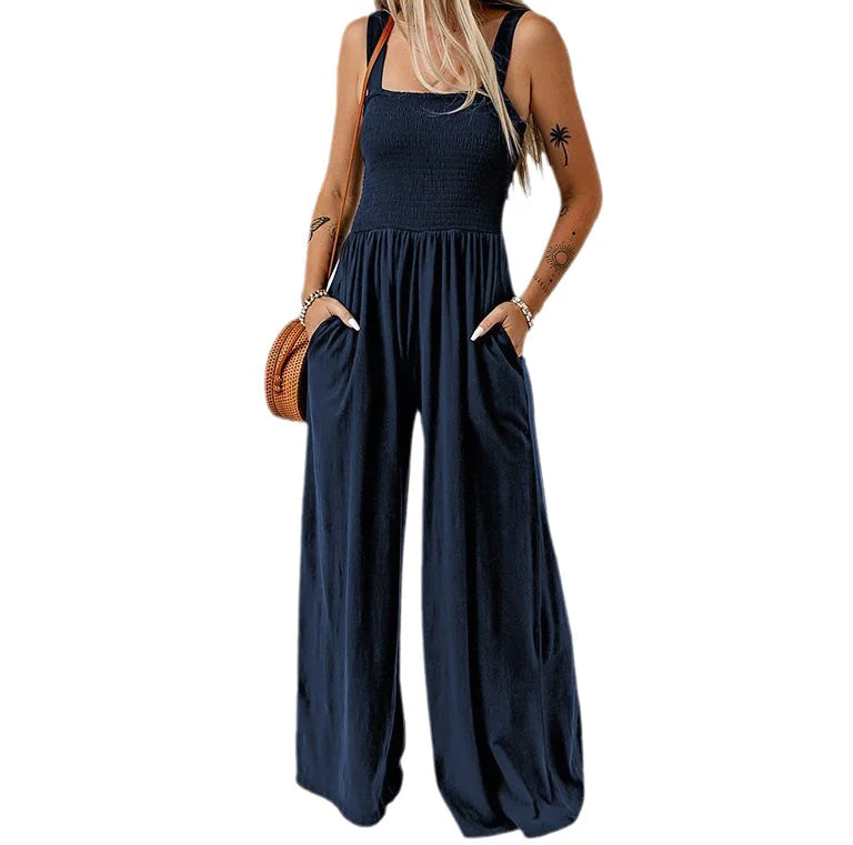 smocked square wide-leg jumpsuit - di supremo
