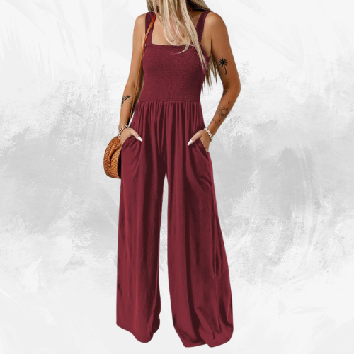 Smocked Square Wide-Leg Jumpsuit - Di Supremo