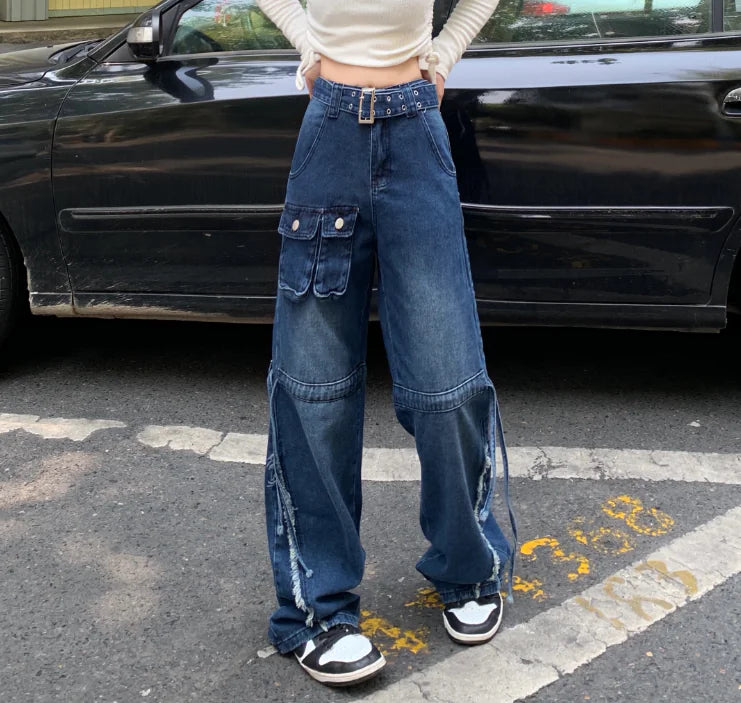 vintage high waist loose fit wide leg jeans - di supremo