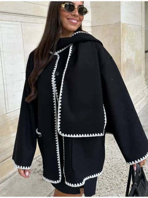 plush coat with scarf - di supremo