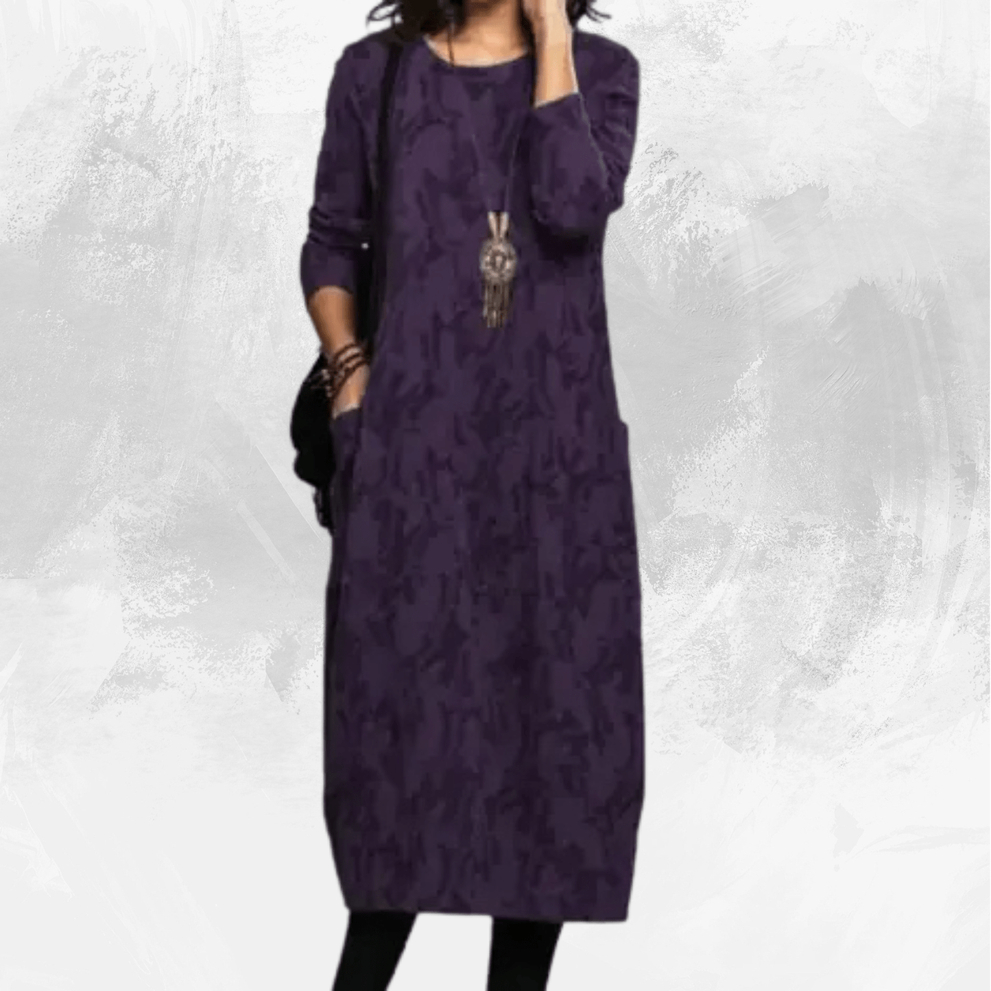 retro crew neck mid-waist a- line dress - di supremo