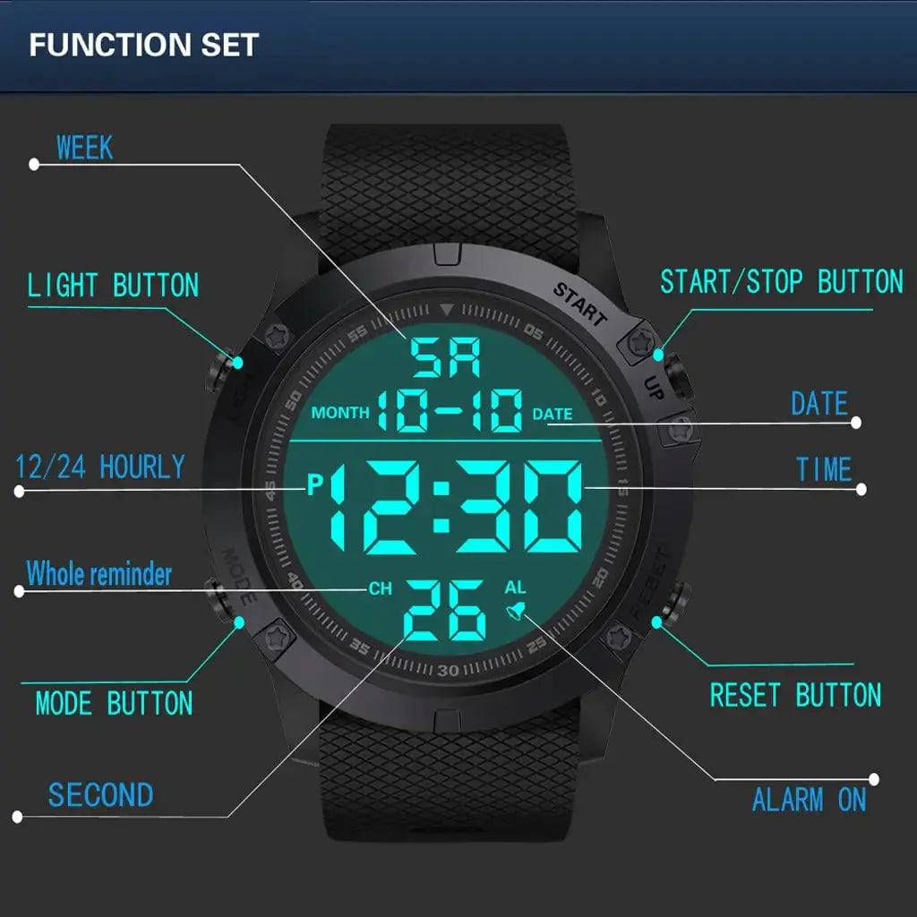 waterproof digital sports watch military tactical led backlight wristwatch men my shop saver
